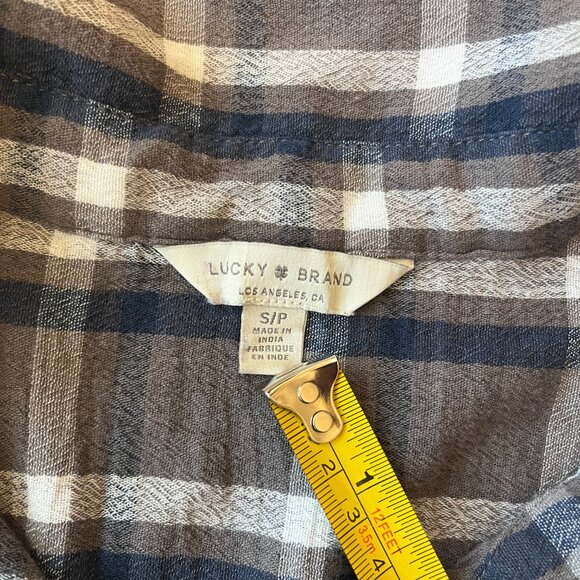 Lucky Brand Gray Blue Plaid Button Front Shirt Size Small - Picture 3 of 5